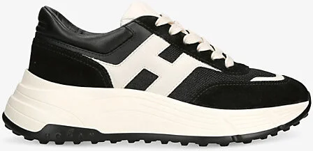 Womens Blk/White Allacciato H 669 Suede and Leather Low-Top Trainers Eur 37 / 4 Uk Women