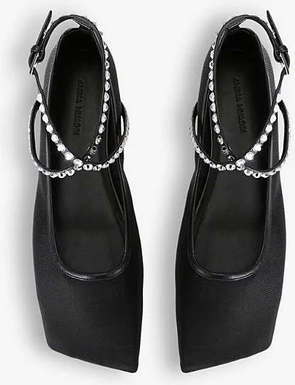 Womens Blk/White Ane Crystal-Embellished Mesh Ballet Flats Eur 37 / 4 Uk Women - Image 2