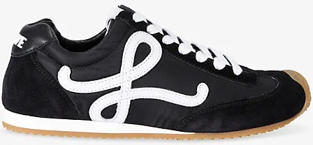Womens Blk/White Ballet Runner 2.0 Suede and Woven Low-Top Trainers Eur 38/5 Uk Women