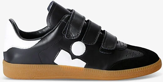 Womens Blk/White Beth Leather Low-Top Trainers Eur 37 / 4 Uk Women
