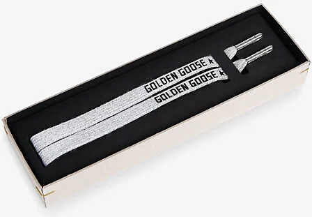 Womens Blk/White Branded Woven Laces S