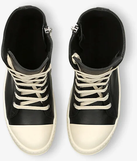 Womens Blk/White Contrast-Sole Leather High-Top Trainers Eur 36 / 3 Uk Women - Image 2