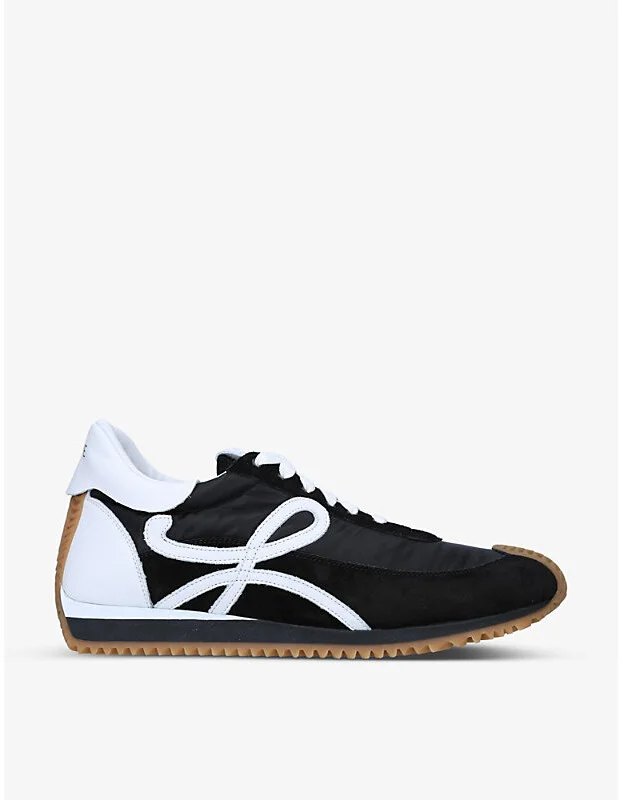 Womens Blk/White Flow Runner Monogram Leather and Shell Trainers Eur 39 / 6 Uk Women