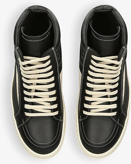 Womens Blk/White High Vintage Triangle Appliqué Leather Mid-Top Trainers Eur 39.5 / 6.5 Uk Women - Image 2