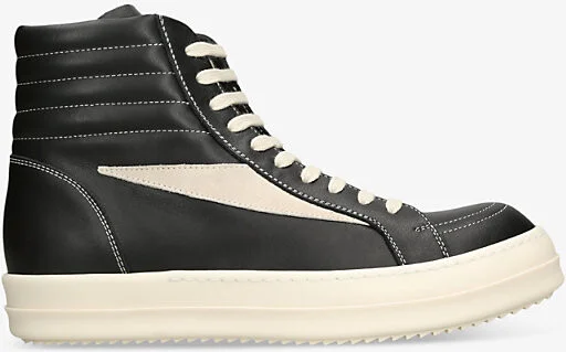 Womens Blk/White High Vintage Triangle Appliqué Leather Mid-Top Trainers Eur 39.5 / 6.5 Uk Women