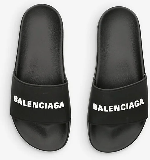 Womens Blk/White Logo-Embossed Rubber Slides Eur 36 / 3 Uk Women - Image 2