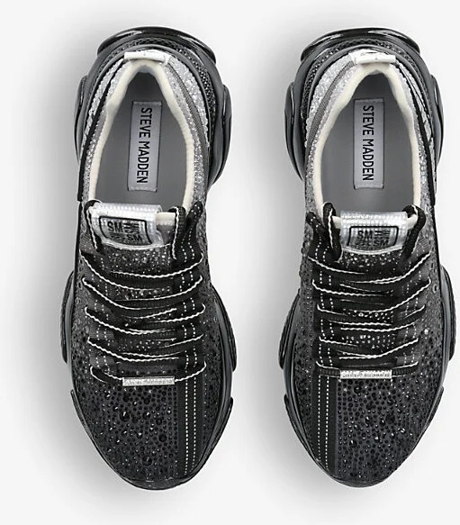 Womens Blk/White Mistica Rhinestone-Embellished Chunky-Sole Woven Trainers Eur 38/5 Uk Women - Image 2