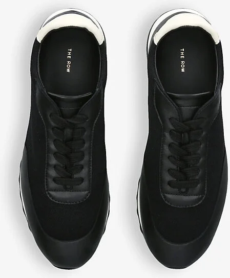 Womens Blk/White Owen Runner Panelled Leather and Suede Low-Top Trainers Eur 38/5 Uk Women - Image 2