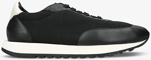 Womens Blk/White Owen Runner Panelled Leather and Suede Low-Top Trainers Eur 38/5 Uk Women
