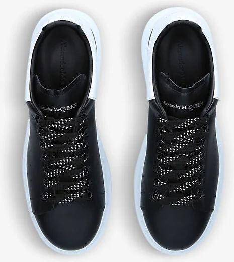 Womens Blk/White Show Leather Mid-Top Trainers Eur 44.5 / 10.5 Uk Men - Image 2