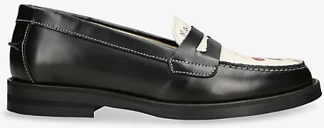 Womens Blk/White Wilde Cherry Leather Loafers Eur 38/5 Uk Women
