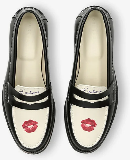 Womens Blk/White Wilde Kiss Leather Loafers Eur 39 / 6 Uk Women - Image 2