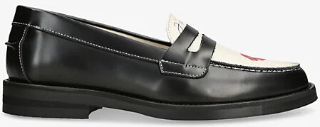 Womens Blk/White Wilde Kiss Leather Loafers Eur 39 / 6 Uk Women