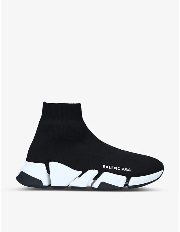 Womens Blk/White Women's Speed 2.0 Stretch-Knit Mid-Top Trainers Eur 38/5 Uk Women