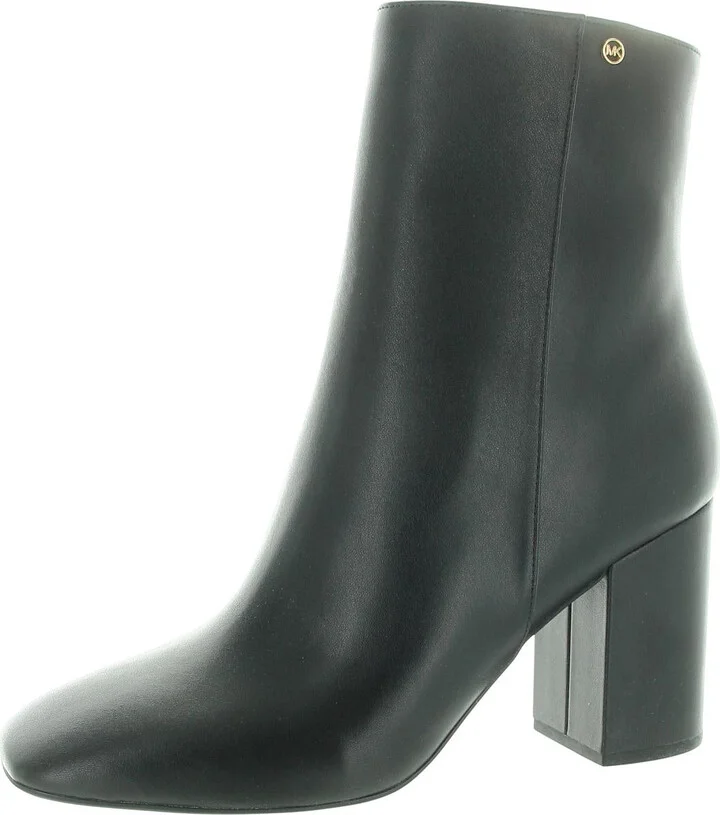 Womens Block Heel Faux Leather Ankle Boots