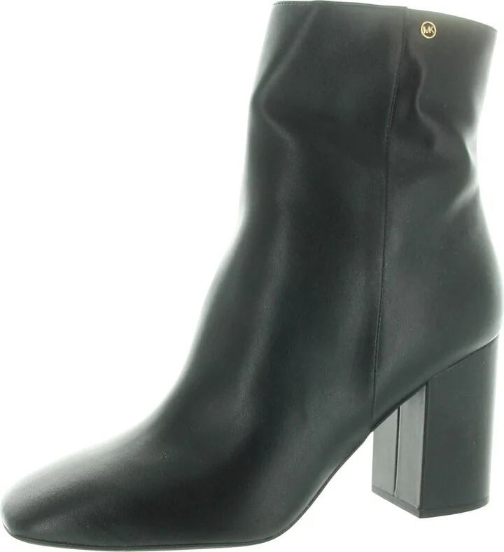 Womens Block Heel Faux Leather Ankle Boots