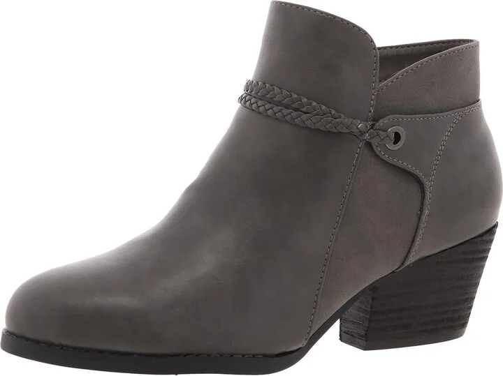 Womens Block Heel Faux Leather Booties