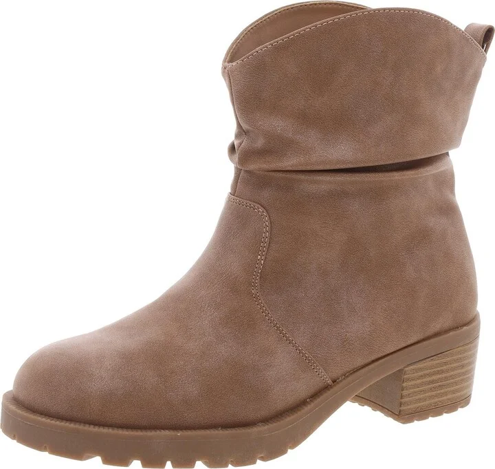 Womens Block Heel Faux Leather Chelsea Boots
