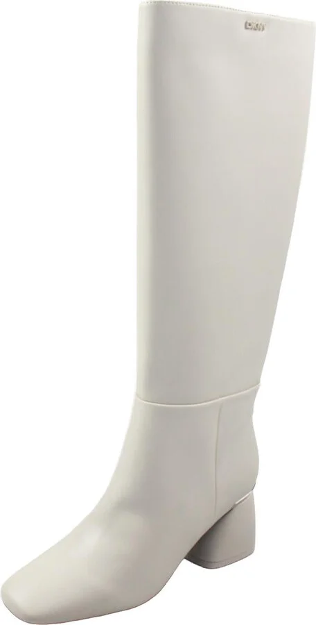 Womens Block Heel Faux Leather Knee-High Boots