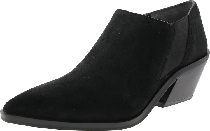 Womens Block Heel Faux Suede Ankle Boots