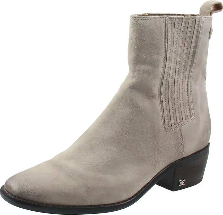 Womens Block Heel Faux Suede Chelsea Boots