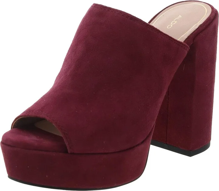 Womens Block Heel Faux Suede Heels