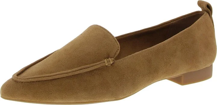 Womens Block Heel Faux Suede Loafers