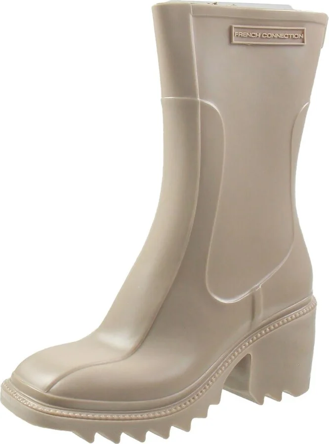 Womens Block Heel Man Made Rain Boots