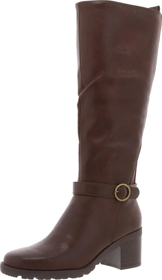 Womens Block Heel Manmade Knee-High Boots