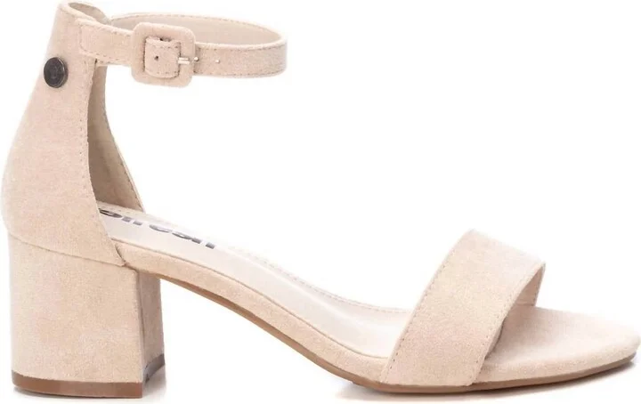 Women's Block Heel Suede Sandals In Nude