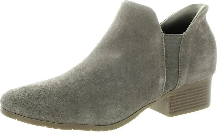 Womens Block Heel Suede Shooties