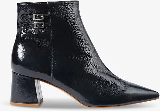 Womens Blu-Blue Missy Buckle-Embellished Heeled Leather Ankle Boots Eur 42/ 9 Uk Women