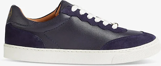 Womens Blu-Blue Runner Logo-Embossed Suede and Leather Low-Top Trainers Eur 42/ 9 Uk Women