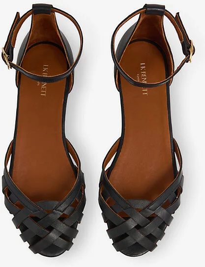 Womens Blu-Dark Navy Bianca Plaited Leather Flats Eur 38/5 Uk Women - Image 2