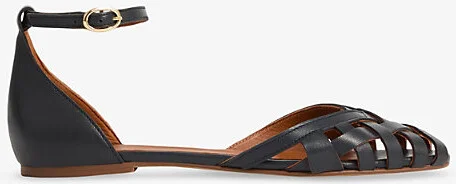 Womens Blu-Dark Navy Bianca Plaited Leather Flats Eur 38/5 Uk Women