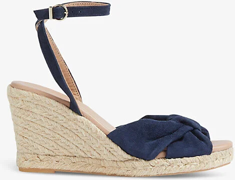 Womens Blu-Navy Angela Tie-Knot Suede Espadrilles Eur 37 / 4 Uk Women