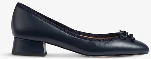 Womens Blu-Navy Aurelie Bow-Embellished Heeled Patent-Leather Ballet Pumps Eur 42/ 9 Uk Women