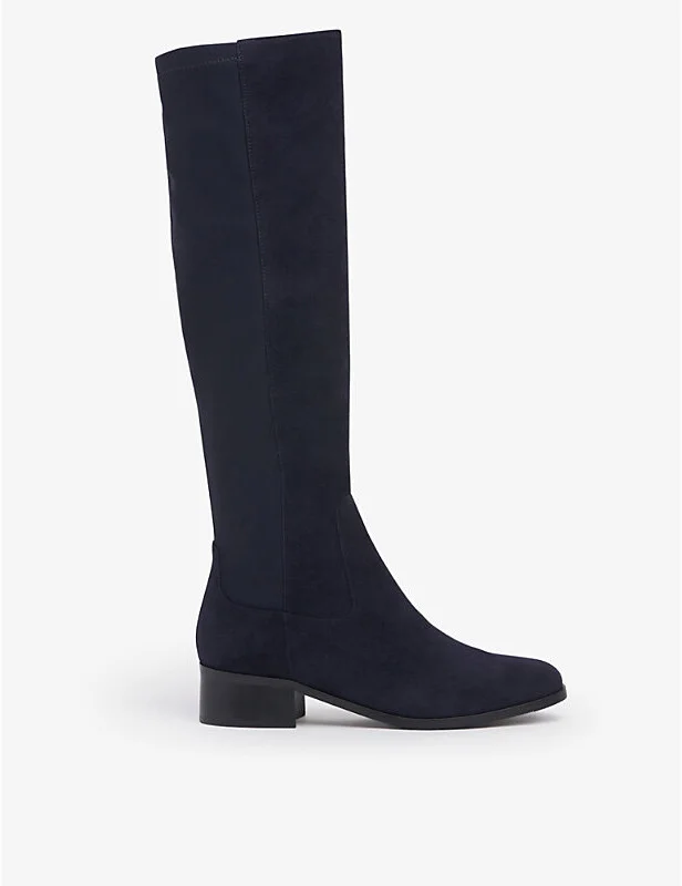 Womens Blu-Navy Bella Suede and Textile Knee-High Boots Eur 38/5 Uk Women