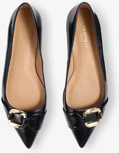 Womens Blu-Navy Ethel Patent-Leather Flats Eur 40 / 7 Uk Women - Image 2