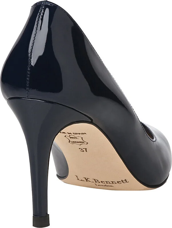 Womens Blu-Navy Floret Pointed Leather Courts Eur 38.5 / 5.5 Uk Women - Image 2
