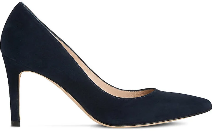 Womens Blu-Navy Floret Suede Court Shoe Eur 37 / 4 Uk Women