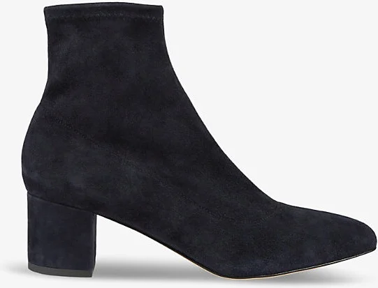 Womens Blu-Navy Grove Stretch Heeled Suede Ankle Boots Eur 37 / 4 Uk Women
