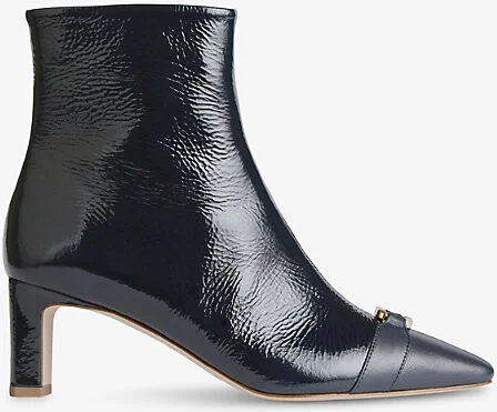 Womens Blu-Navy Hylda Heeled Patent-Leather Ankle Boots Eur 41 / 8 Uk Women