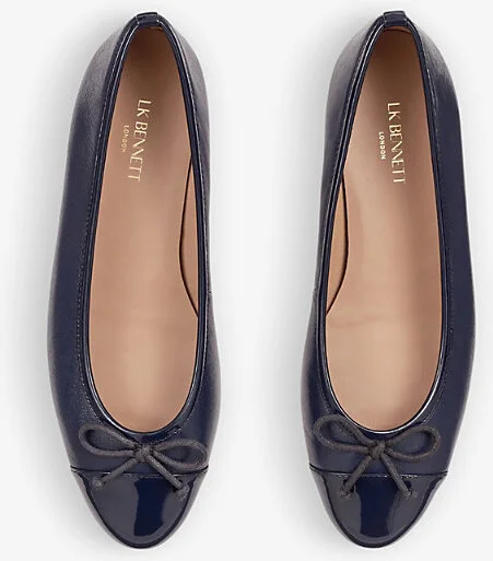 Womens Blu-Navy Kara Toe-Cap Leather Ballerina Pumps Eur 42/ 9 Uk Women - Image 2