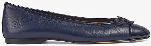 Womens Blu-Navy Kara Toe-Cap Leather Ballerina Pumps Eur 42/ 9 Uk Women