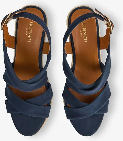 Womens Blu-Navy Mariana Multi-Strap Suede Wedges Eur 40 / 7 Uk Women - Image 2