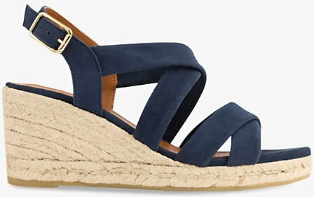 Womens Blu-Navy Mariana Multi-Strap Suede Wedges Eur 40 / 7 Uk Women
