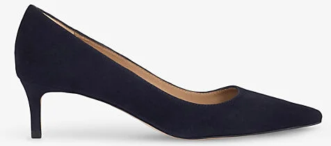 Womens Blu-Navy New Ava Suede Kitten Heel Courts Eur 41 / 8 Uk Women