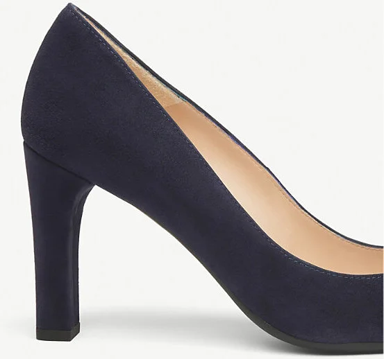 Womens Blu-Navy Tess Block Heel Suede Courts Eur 38/5 Uk Women - Image 2