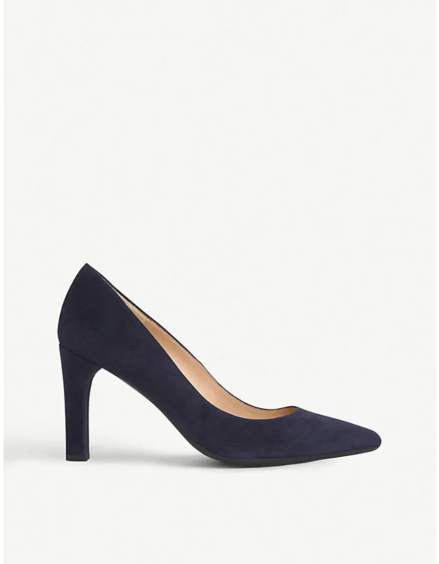 Womens Blu-Navy Tess Block Heel Suede Courts Eur 38/5 Uk Women